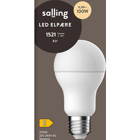 Salling LED kronepære 13,3W - varmt hvidt lys