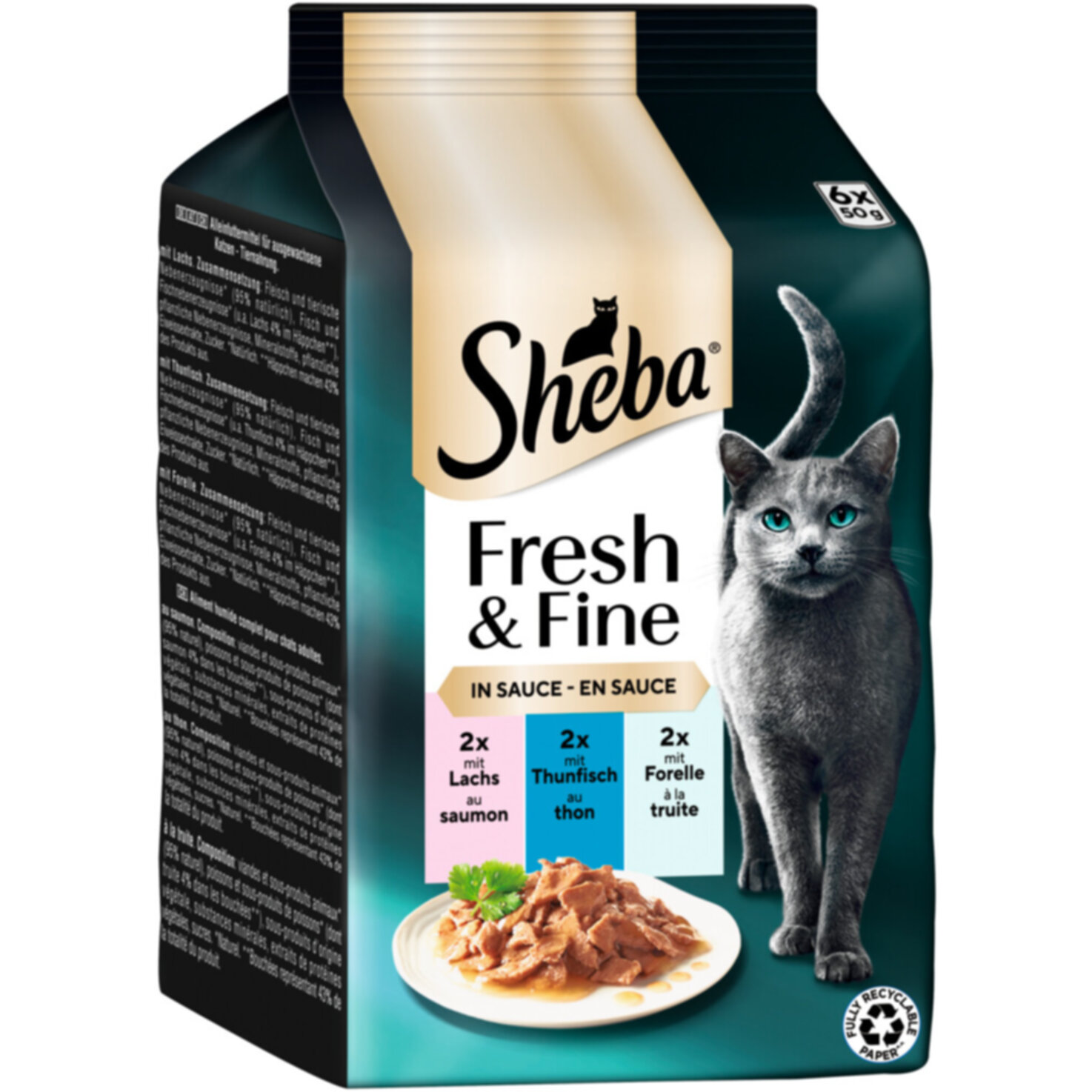 Sheba Fresh+Fine Katzenfutter in Sauce Variation Fisch 6x50g