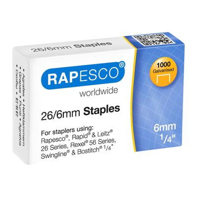 Rapesco - Boîte de 1000 agrafes 26/6 - jusqu'à 20 feuilles