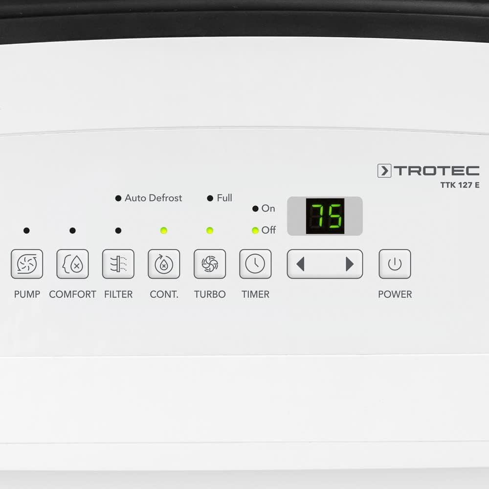 TROTEC Luftentfeuchter elektrisch TTK 127 E – Leistung 50 L/Tag – Fläche 150 m² / 375 m³ – Raum Entfeuchter – für Wohnung und Schlafzimmer