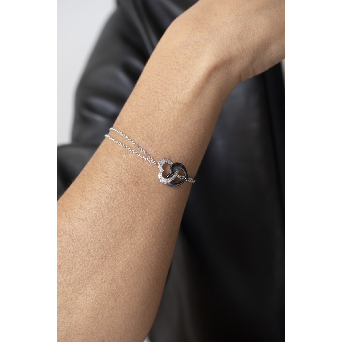 Bracelet souple en Argent avec oxyde de zirconium blanc