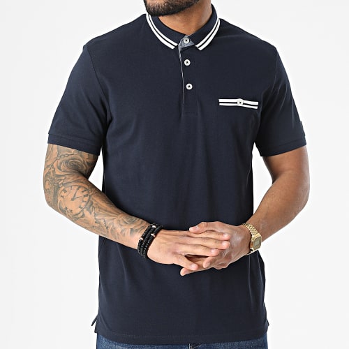 Polo Manches Courtes A Poche Poitrine Royal Bleu Marine