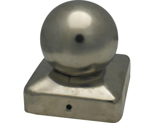 Paalkap met bol, 7 x 7 cm, roestvrij staal