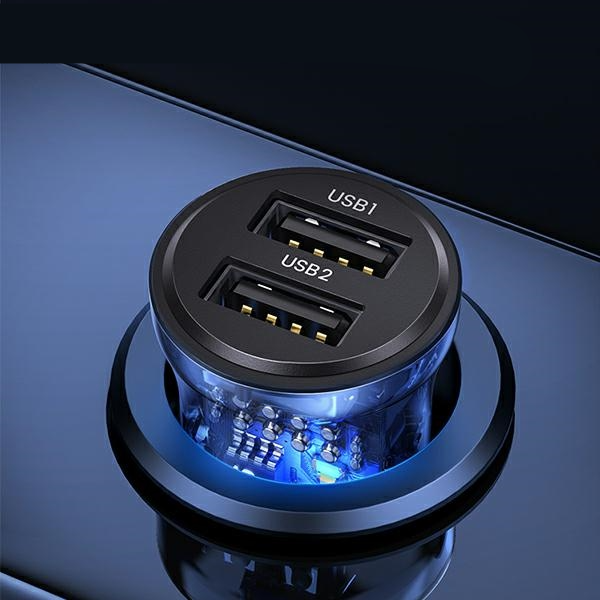 (3A) Dual USB A Auto KFZ Ladegerät Schnellladegerät für Zigarettenanzünder Power Delivery (USA001174) - Transparent