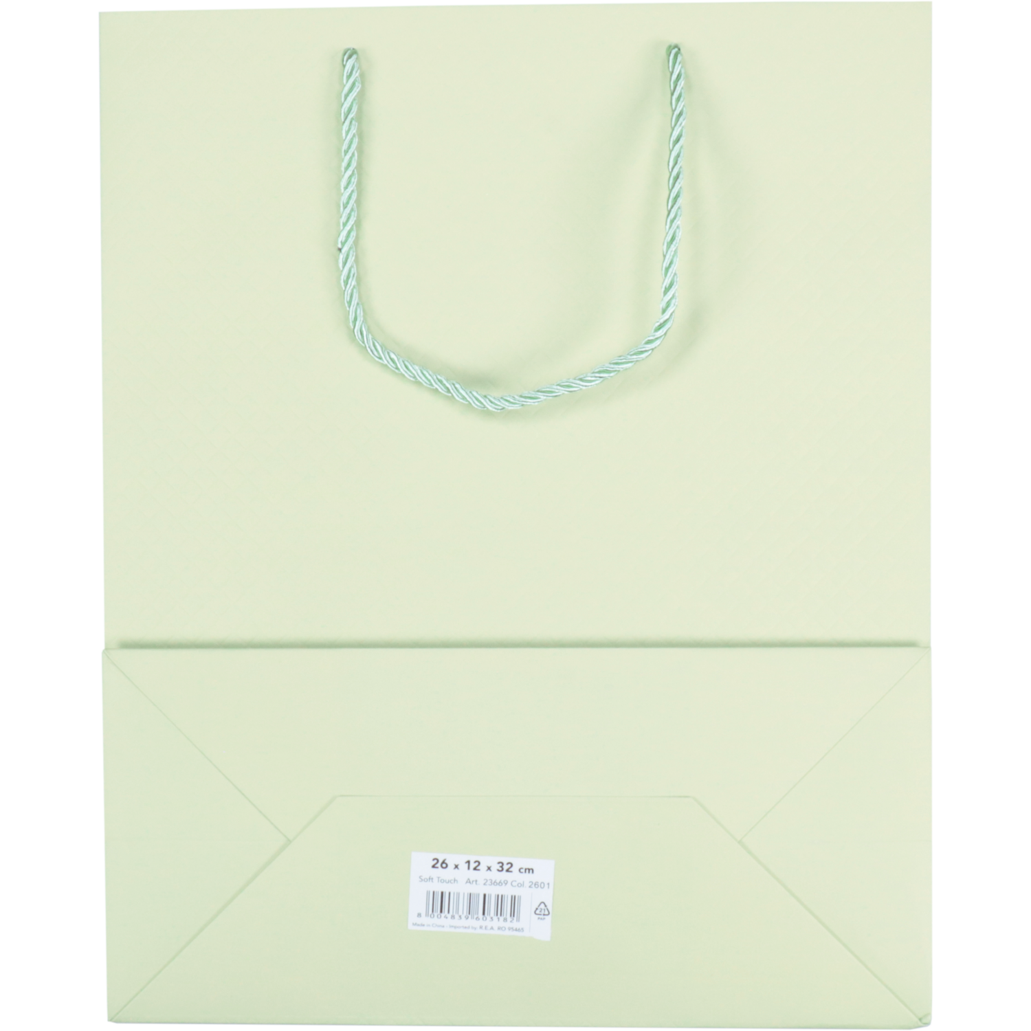 Tas, Papier, embossed, 26x 12x32cm, draagtas, pastelgroen