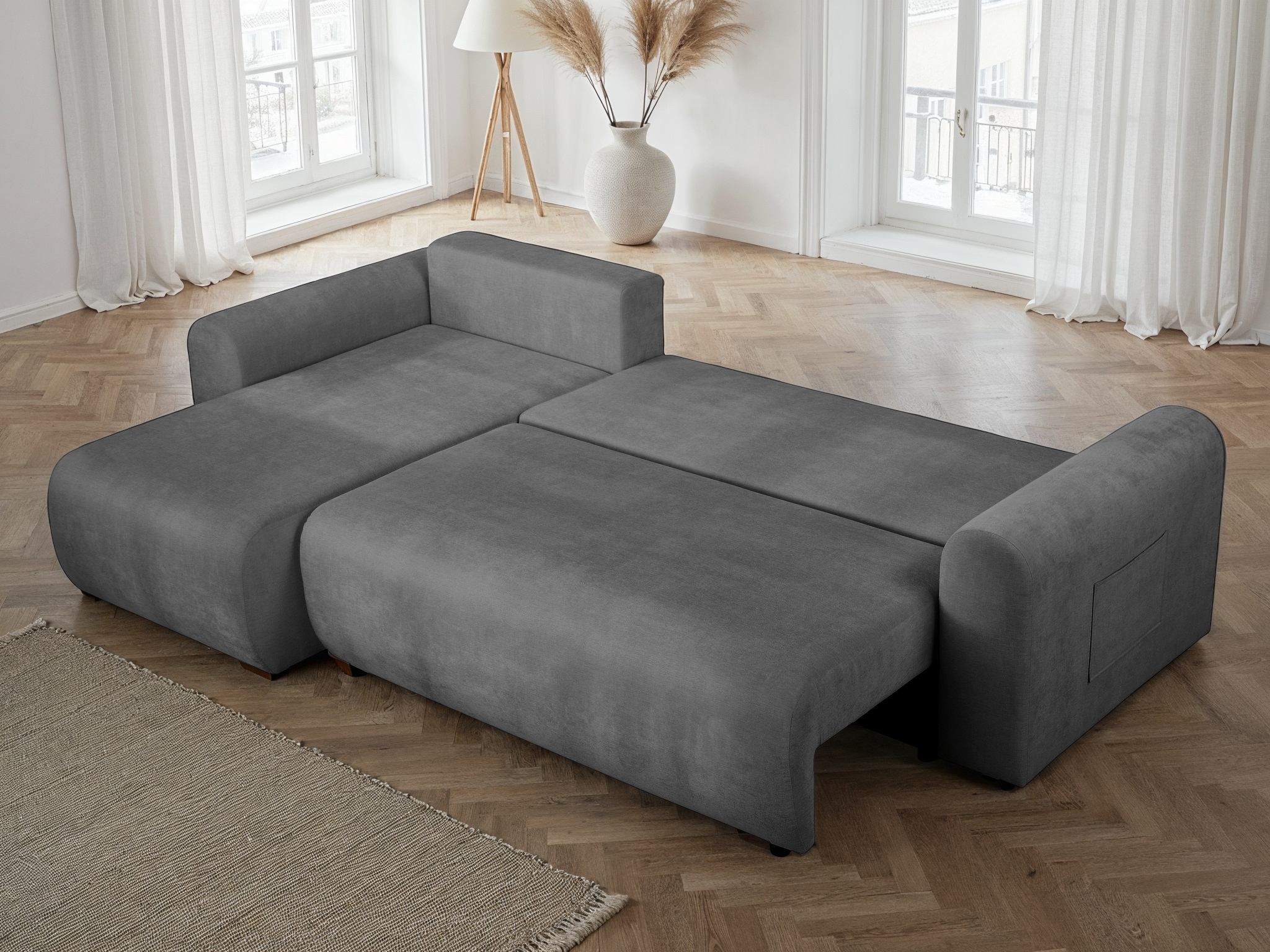 GOODproduct Ecksofa »JONAA, 241cm, L-Form, Schlafsofa, Boxspringfederung, Cord u. Struktur« 133/200cm, Recamiere links/rechts, Bettkasten, Cord u. Struktur