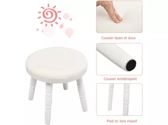 Coiffeuse avec Tabouret ,Table de Maquillage pour Enfants, Style Princesse Européenne avec Tiroir et Miroir