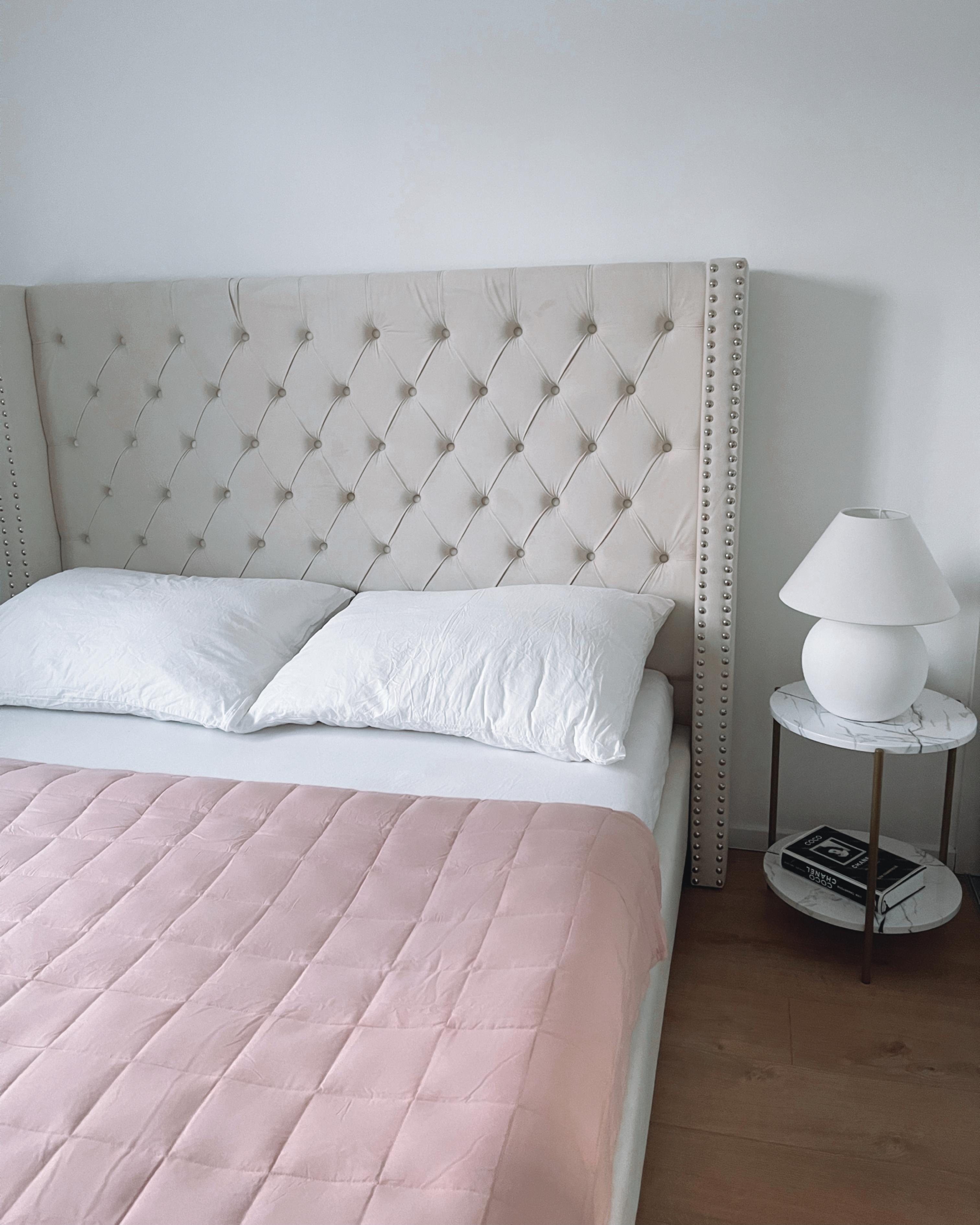 Bed Fluweel LUBBON 180 x 200 cm Gebroken wit