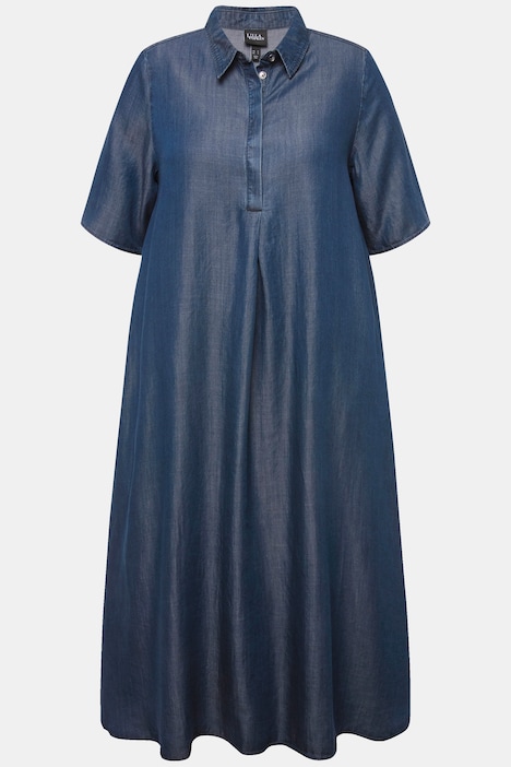 Lyocell-Midikleid, Jeansoptik, Hemdkragen, Halbarm