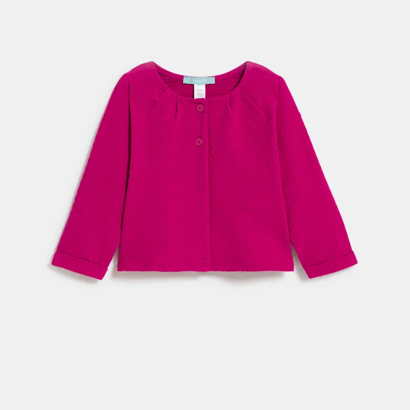Gilet maille effet plumetis mauve bébé fille Rose