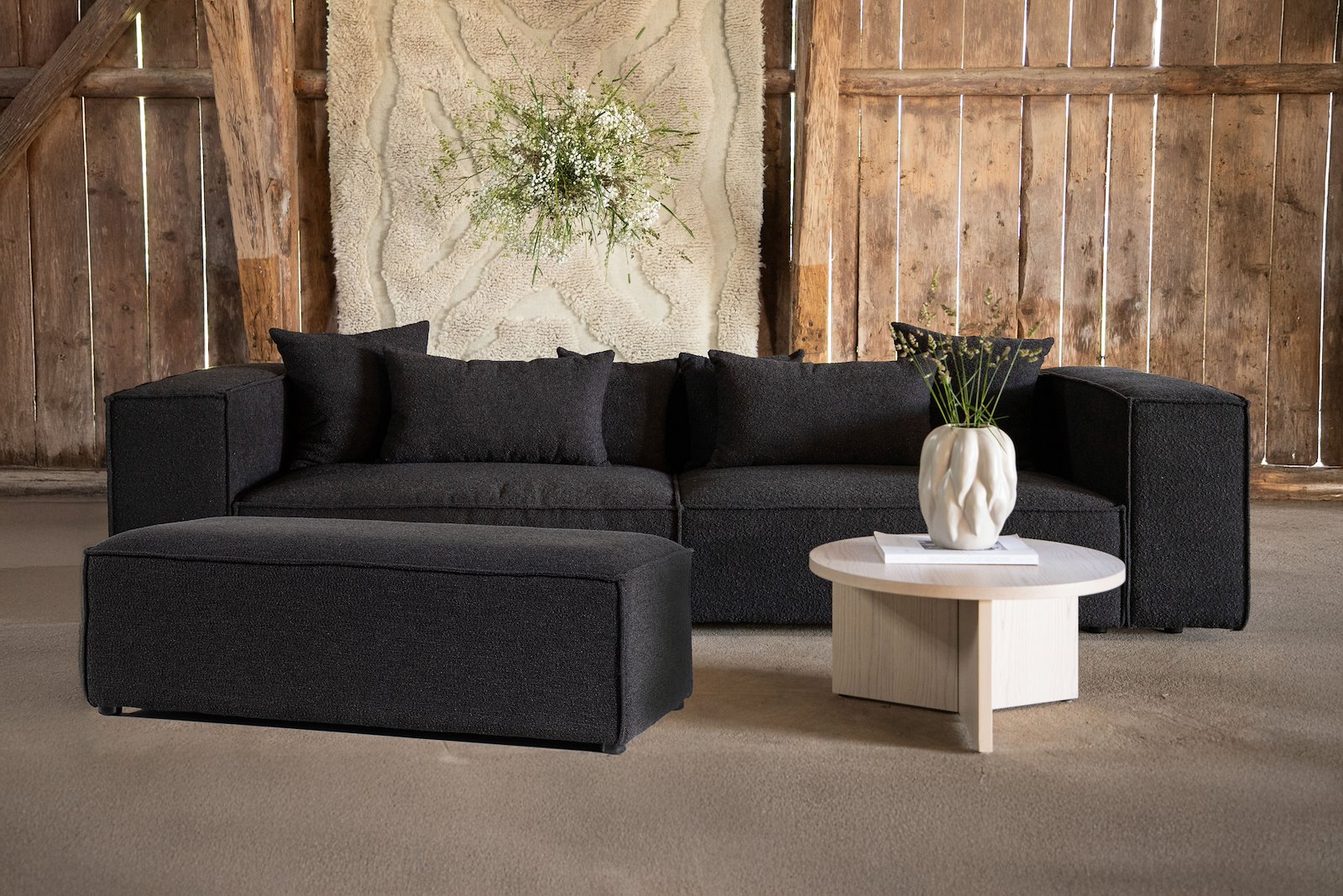 Gillholmen puff Sort boucle, sorte ben