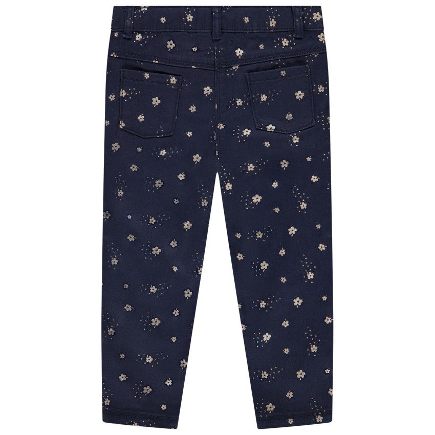 Pantalon slim en twill imprimé fantaisie pour bébé fille - Bleu marine