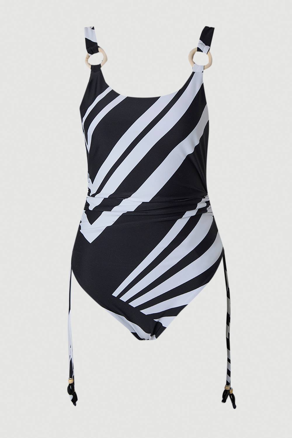 KarenMillen Maillot De Bain Dos Nageur À Imprimé Rayé Avec Détails Perlés