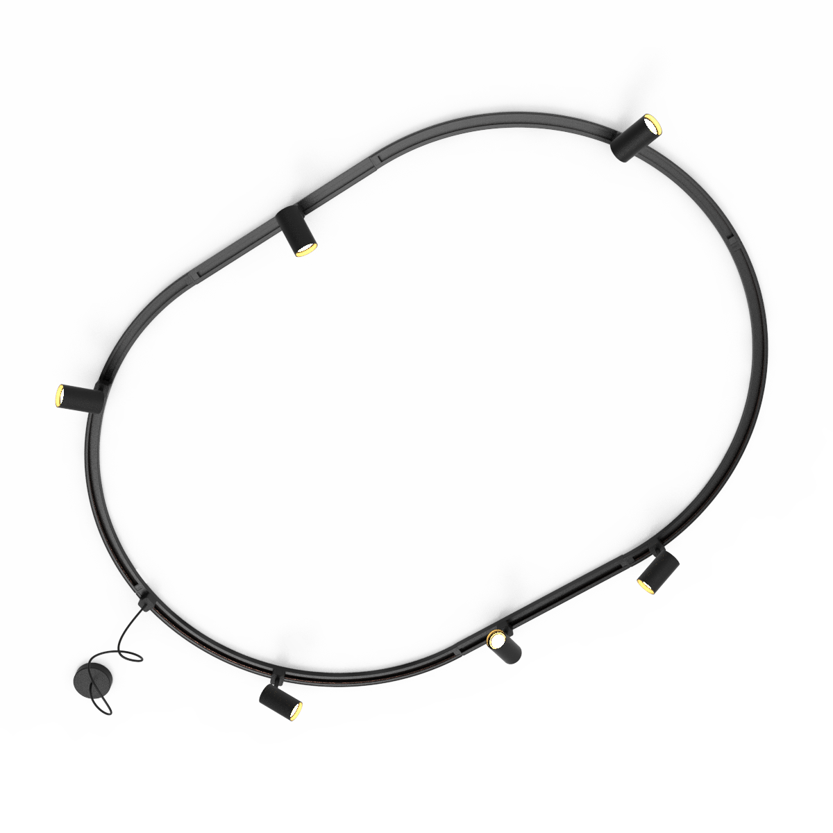 Modern railsysteem met 6 spots zwart 1-fase ovaal 100cm - Iconic Jeana