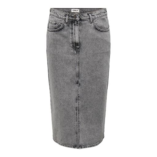 ONLY Gry Højtaljet Denimnederdel, Grey Denim Acid, L