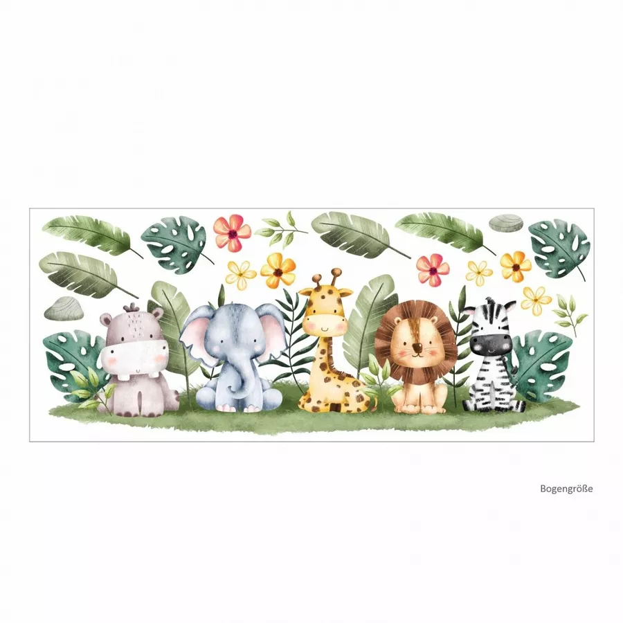 Nikima Wandtattoo 238 Wandtattoo Dschungeltiere pastell bunt