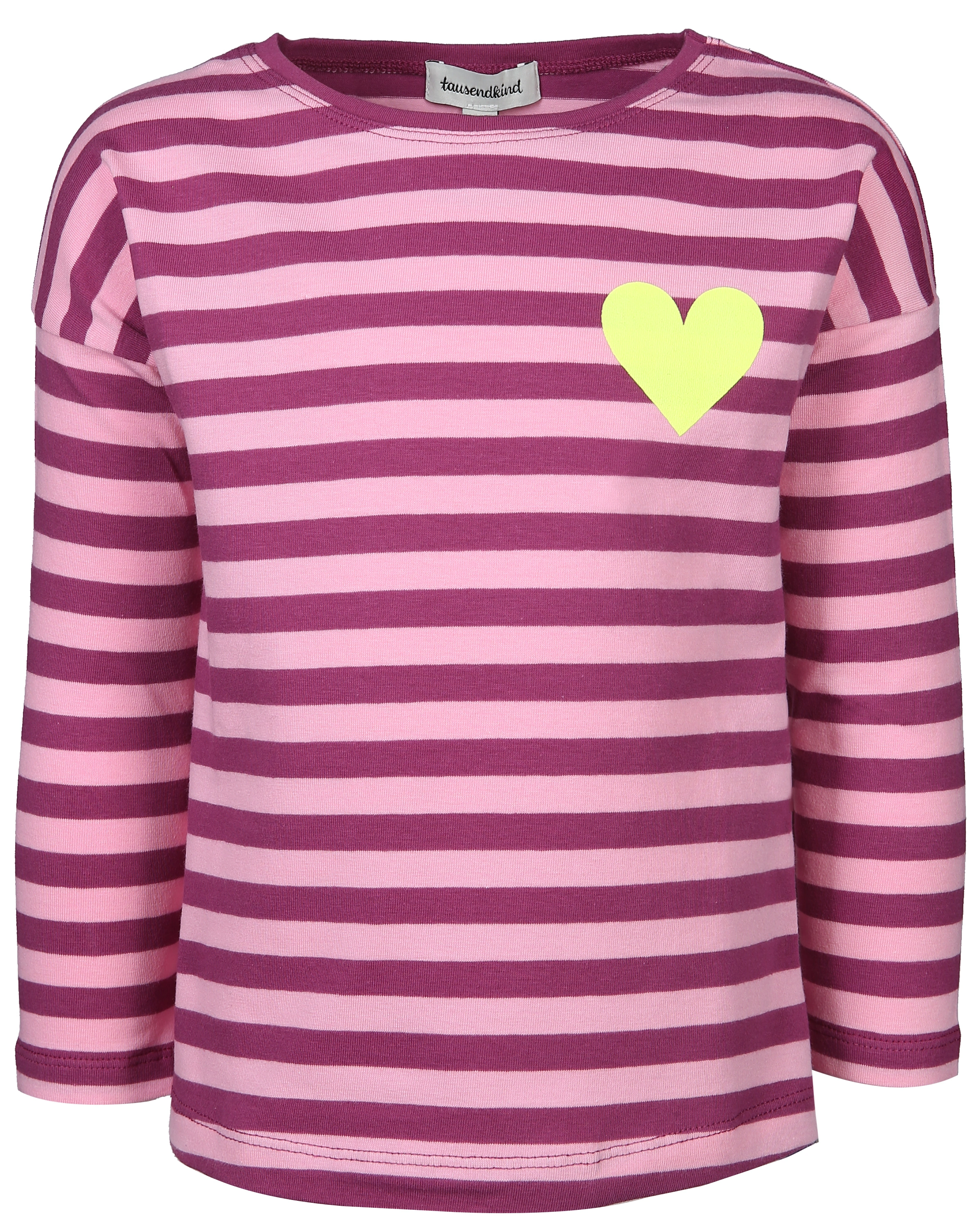 Langarmshirt HERZ gestreift in bordeaux