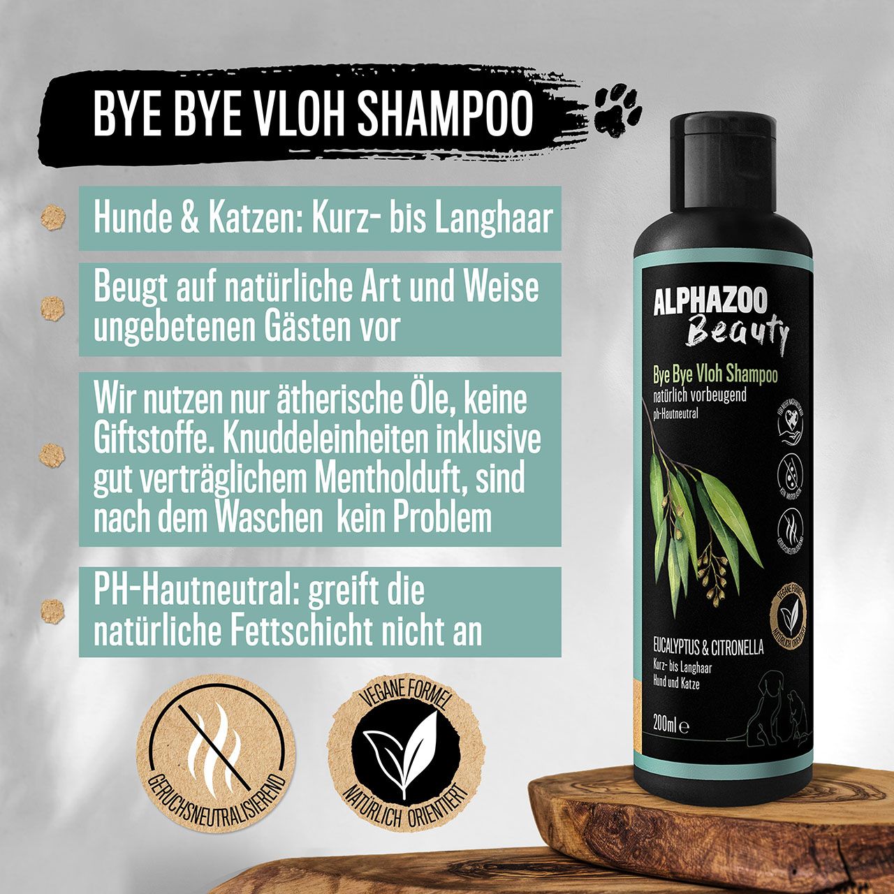 ALPHAZOO Bye-Bye-Vloh Shampoo für Hund & Katzen