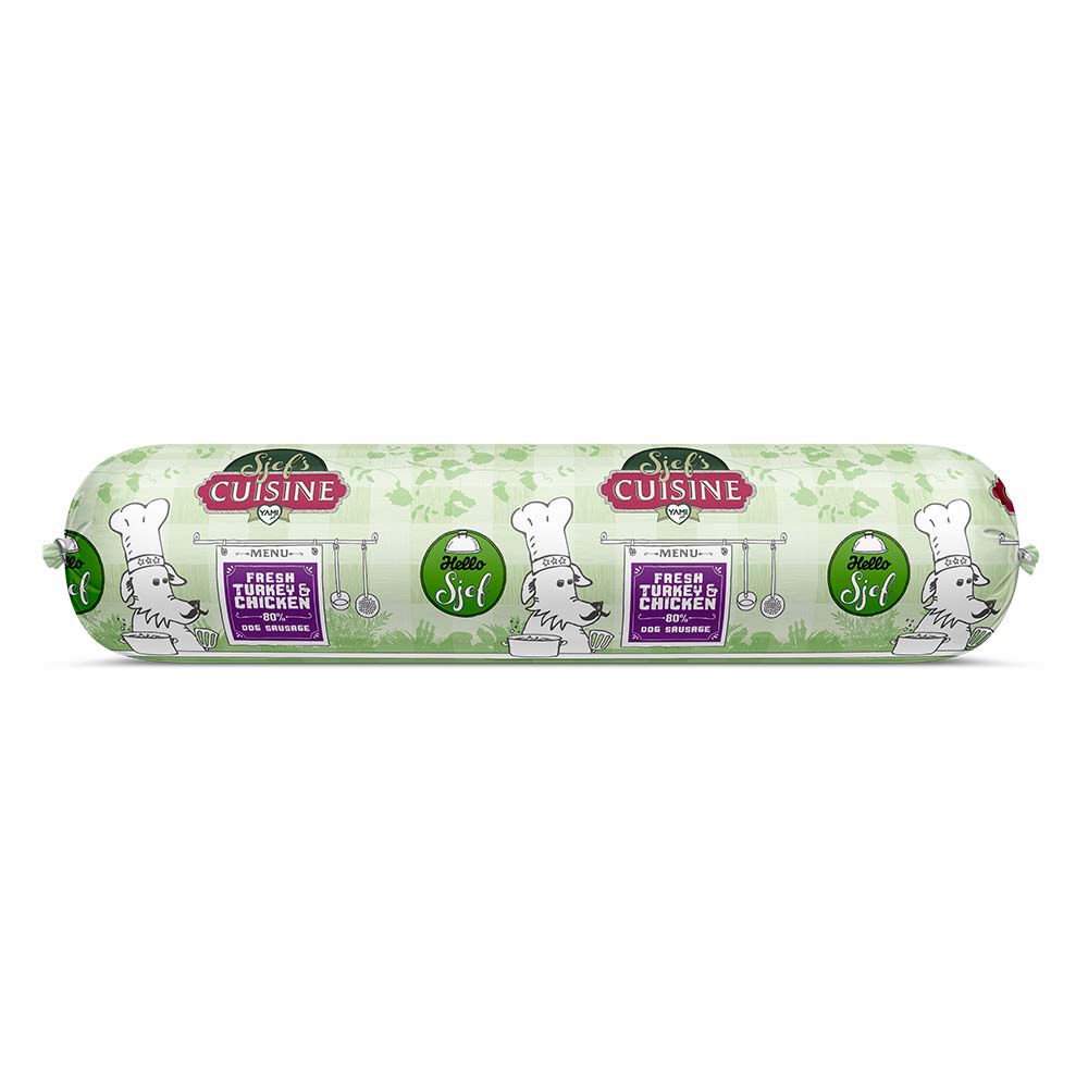 Sjef's Cuisine Special Hondenworst - Hondenvoer - 750 Gram - kip, kalkoen