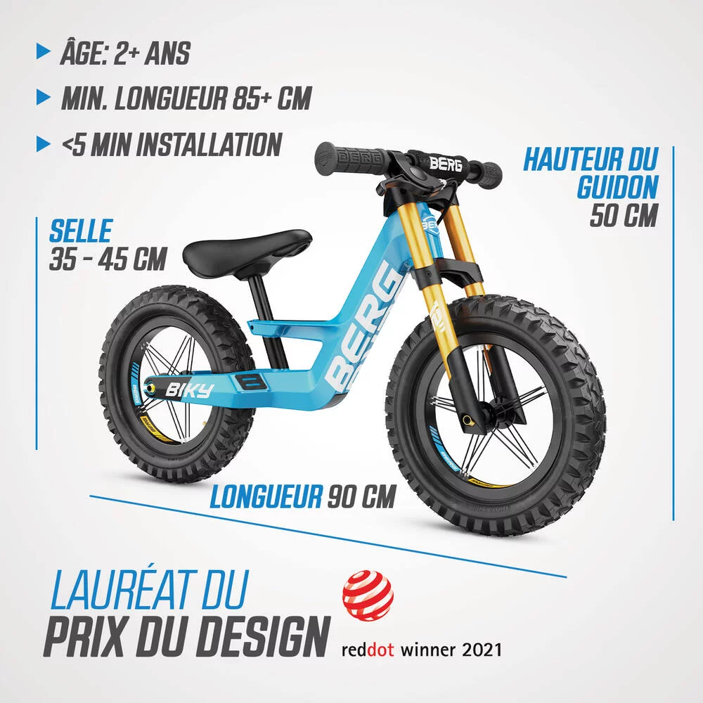 VELO D'EQUILIBRE - BIKY CROSS BLEU AVEC FREIN A MAIN
