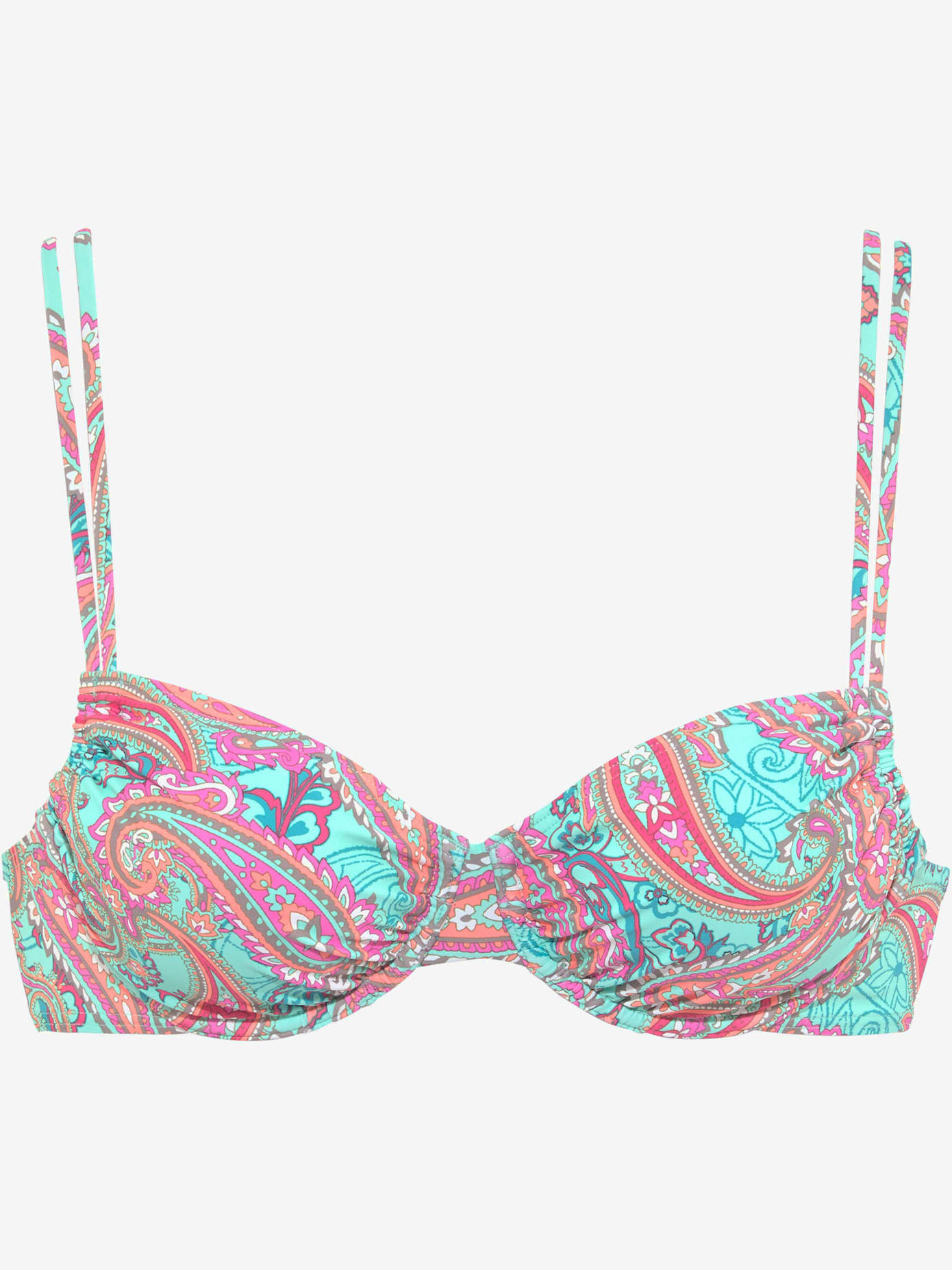 Haut de maillot de bain à armatures imprimé, effet de couleur différent pour chaque pièce