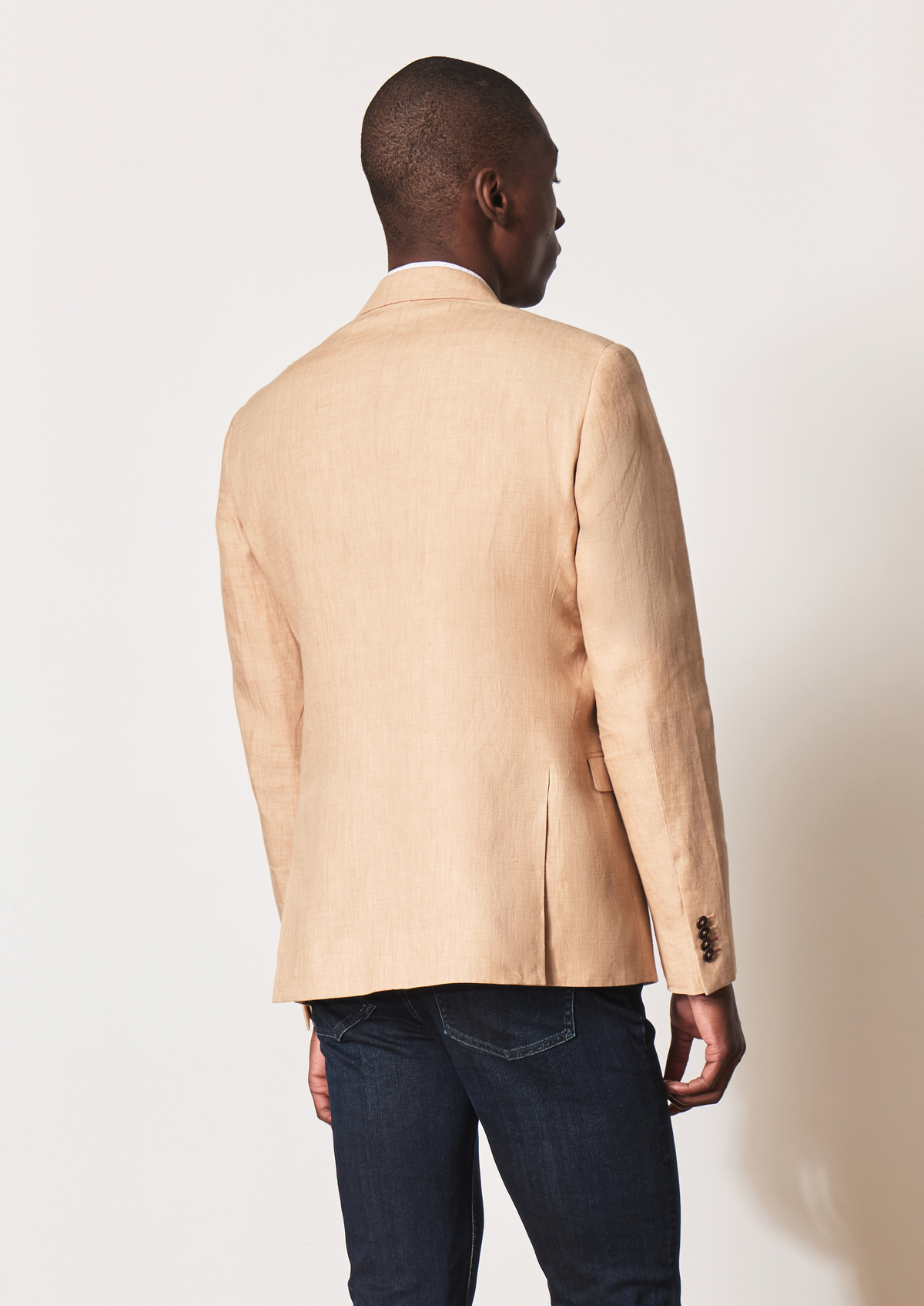 Veste coordonnable Regular en lin uni rose