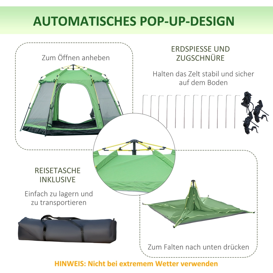 Outsunny Campingzelt mi Tragetasche grün