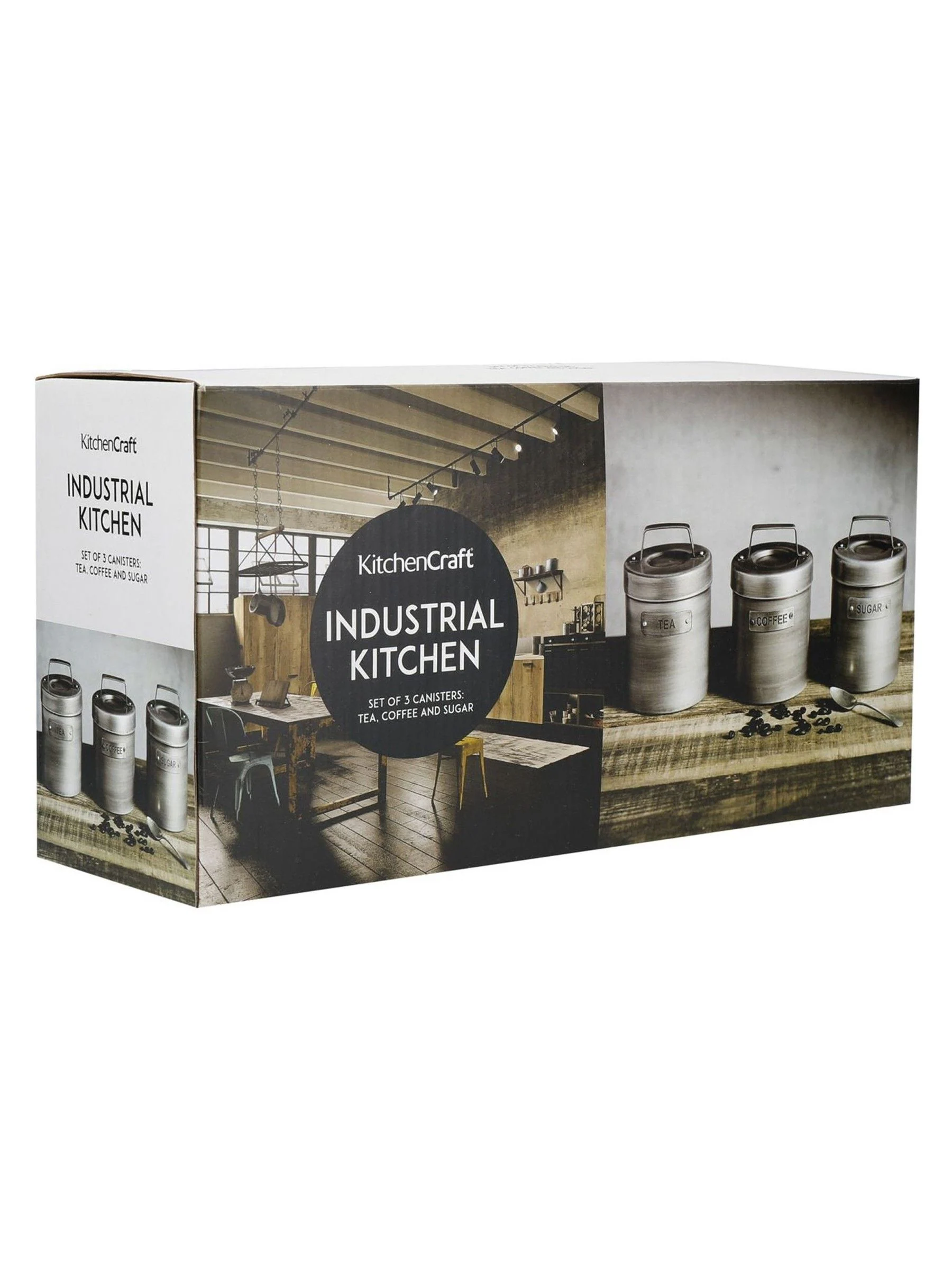 Kitchencraft Set of 4 Metal Coffee Sugar and Tea Canisters