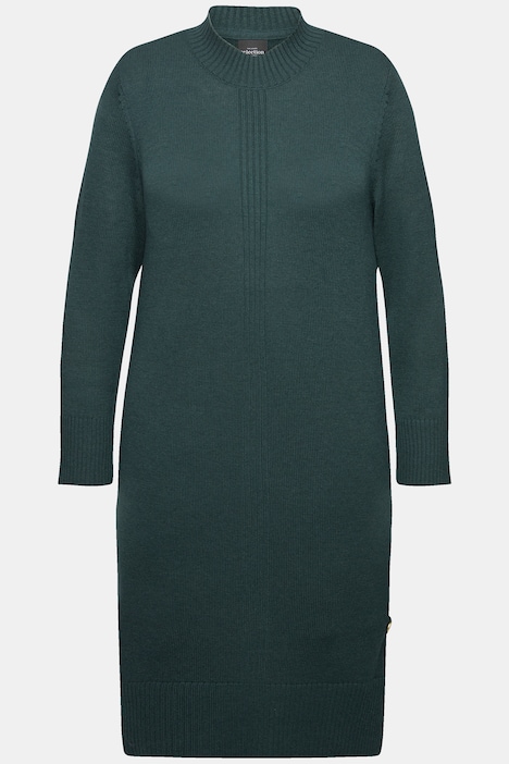 Strickkleid, Rippstrickstreifen, Stehkragen, Langarm