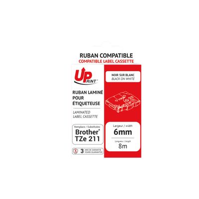 UPrint - Ruban d'étiquettes auto-adhésives pour Brother TZe131 - 1 rouleau (12 mm x 8 m) - fond transparent écriture noire