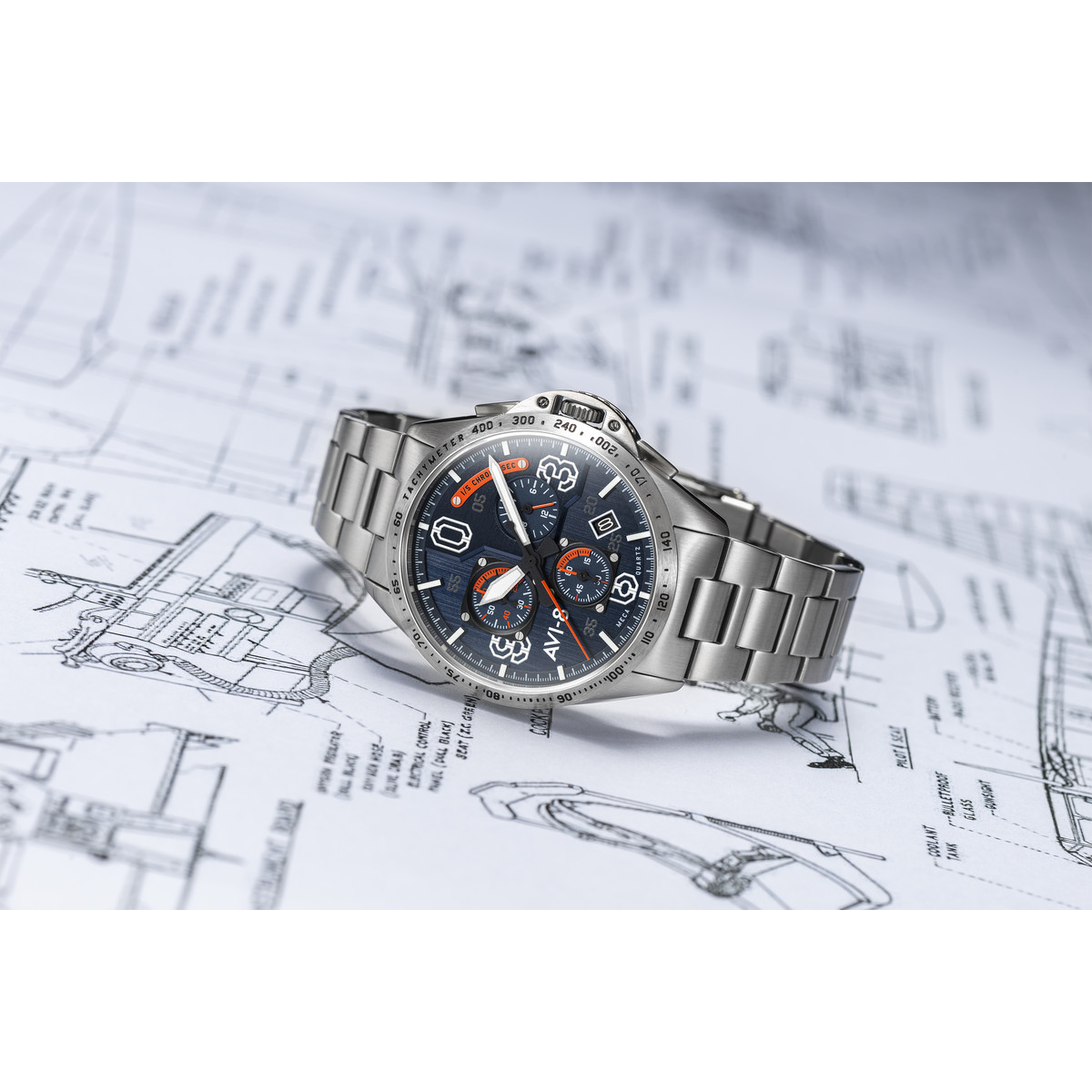 Montre AVI-8 homme chronographe acier