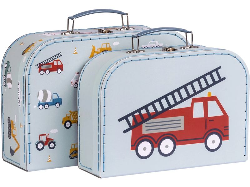 A Little Lovely Company Spielzeugkoffer Fahrzeuge Kofferset zum Aufbewahren von Spielzeug