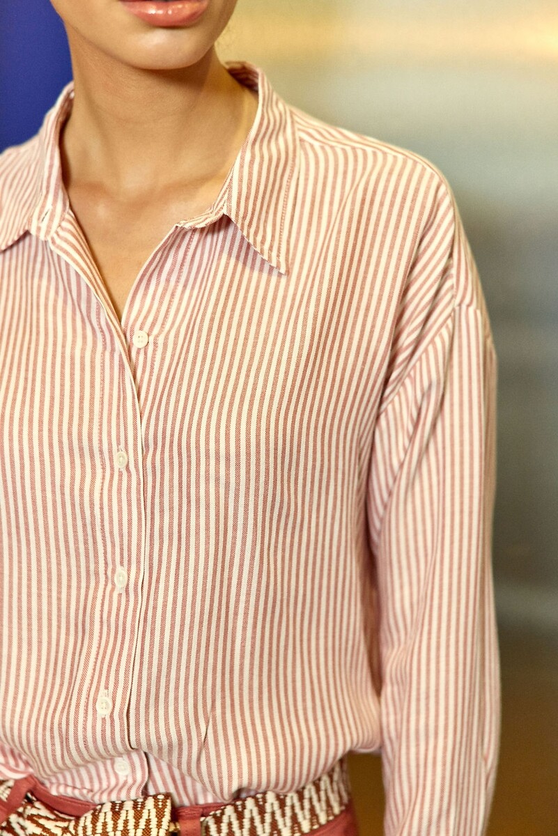 LA PETITE ETOILE<br>Camisa fluida de mangas compridas com listras, CLARA