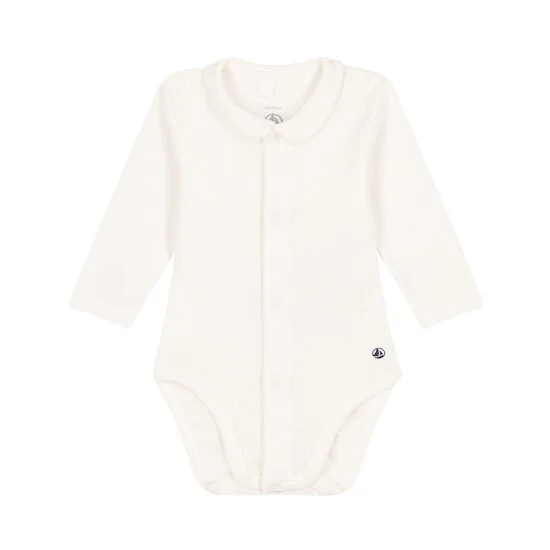 Body manches longues à col en coton bébé   Marshmallow        1 mois   de               Petit Bateau