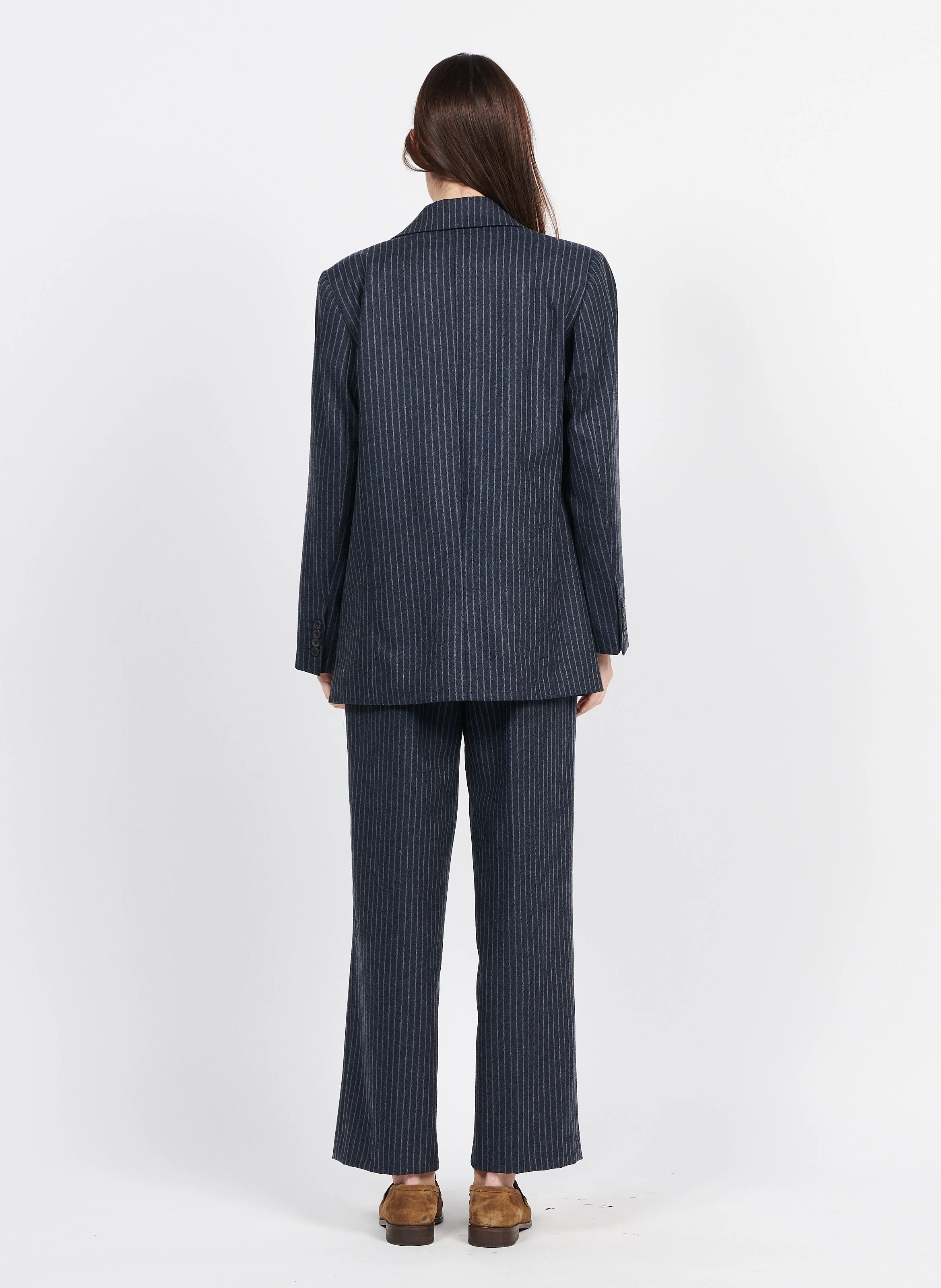 COMPTOIR - Pantalon droit en laine mélangée| Bleu