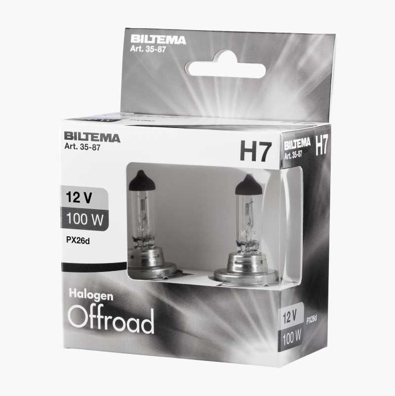 Halogenpære Offroad H7, 12 V, 100 W, 2 stk.