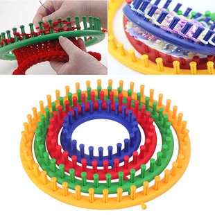 (7-tlg. Set) Strick Ring DIY Webstuhl Rahmen Rundstrick Brett Mercerie Hilfsmittel inkl. Nadeln - Bunt