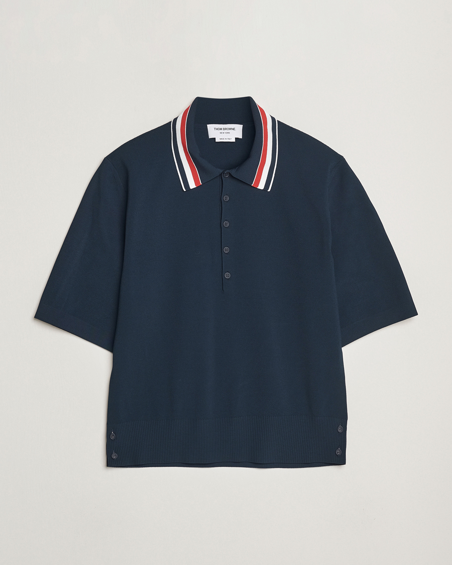Thom Browne Needle Stitch Tennis Polo Navy