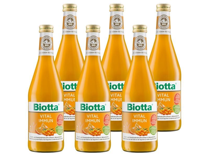 Biotta Vital Immun Bio 6 x 0.5 l Set Ingwer Fruchtdirektsaft aus erntefrischen Bio-Früchten