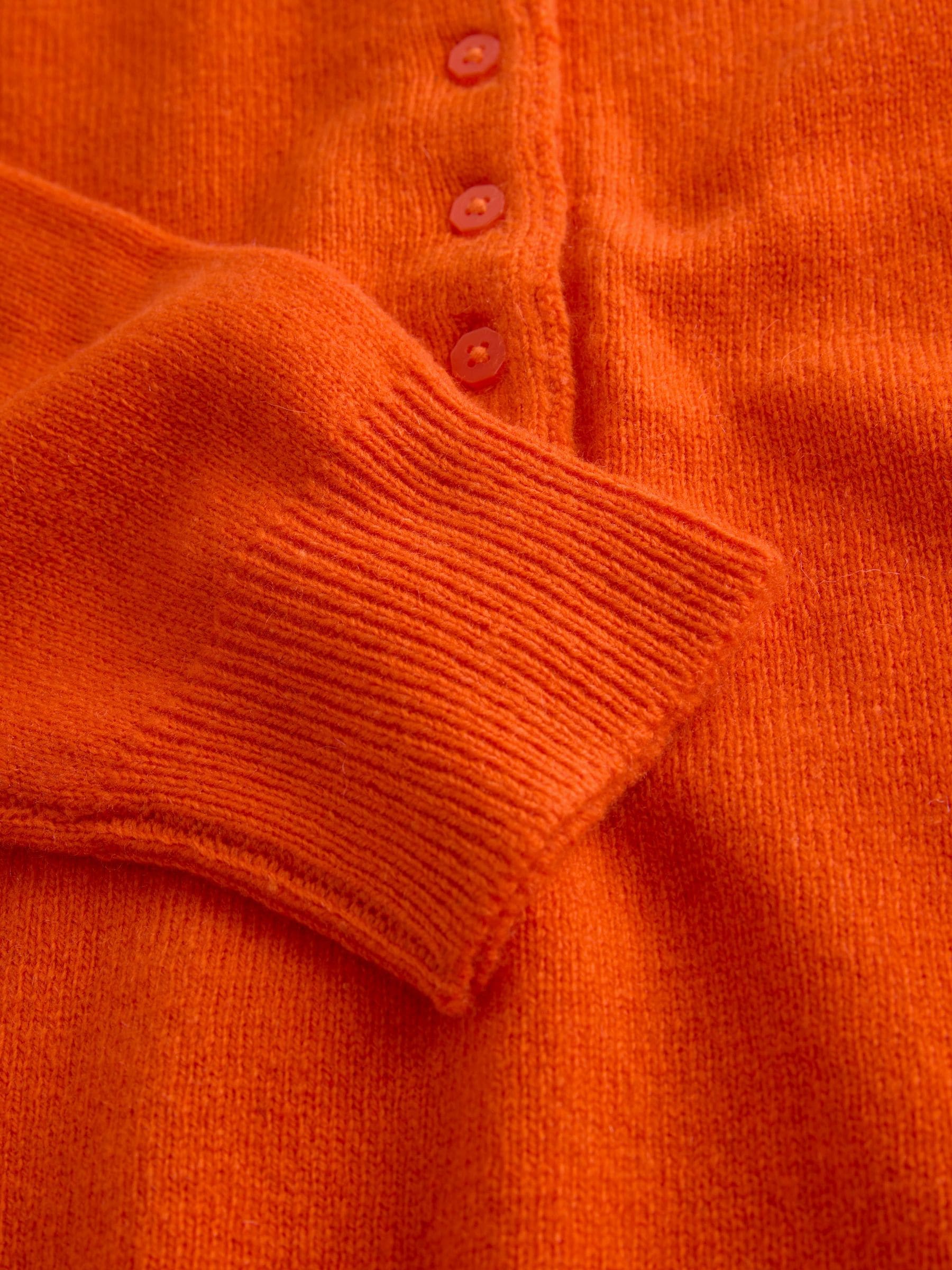 Oranje - 100% Lamswol N.Premium Henley Trui met Ronde Hals