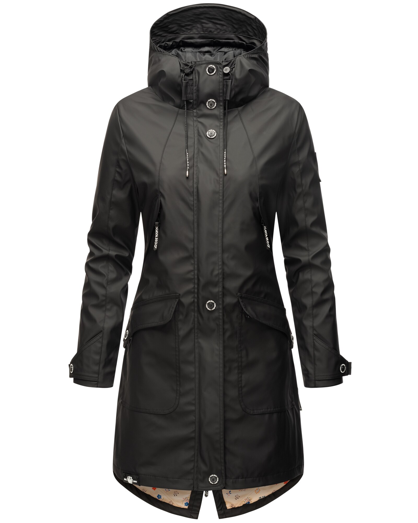 NAVAHOO Damen Übergangsjacke Outdoor Funktions Regen Mantel Parka Kurzmantel mit Kapuze Schötchen