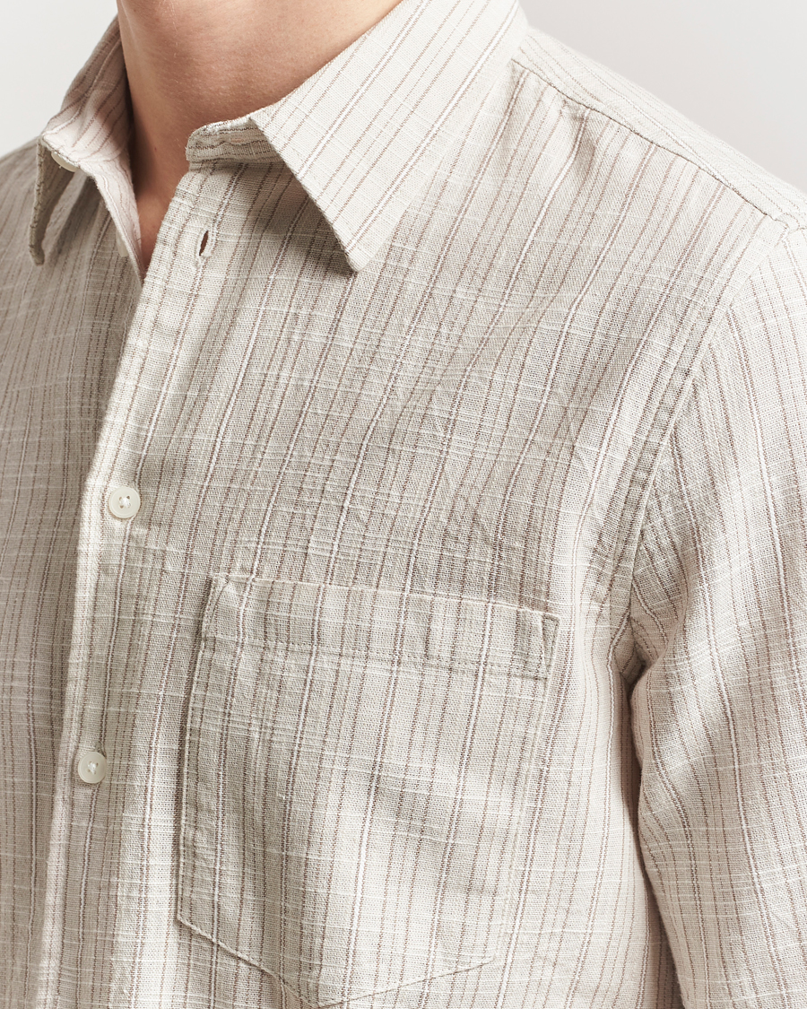 Samsøe Samsøe Liam Cotton/Linen Striped Shirt Moonstruck