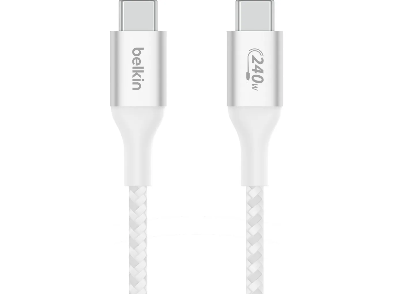 Belkin BoostCharge - USB-kabel - 24 pin USB-C (han) til 24 pin USB-C (han) - USB 2.0 - 2 m - op til 240 W strømforsyningssupport - hvid