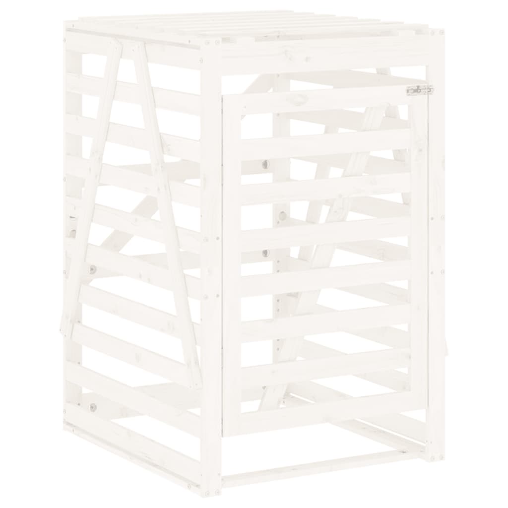 Abri pour poubelle triple sur roulettes blanc bois pin