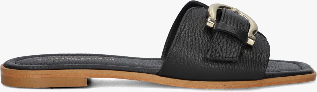 zwarte stefano lauran slippers led 1 band slipper met gesp