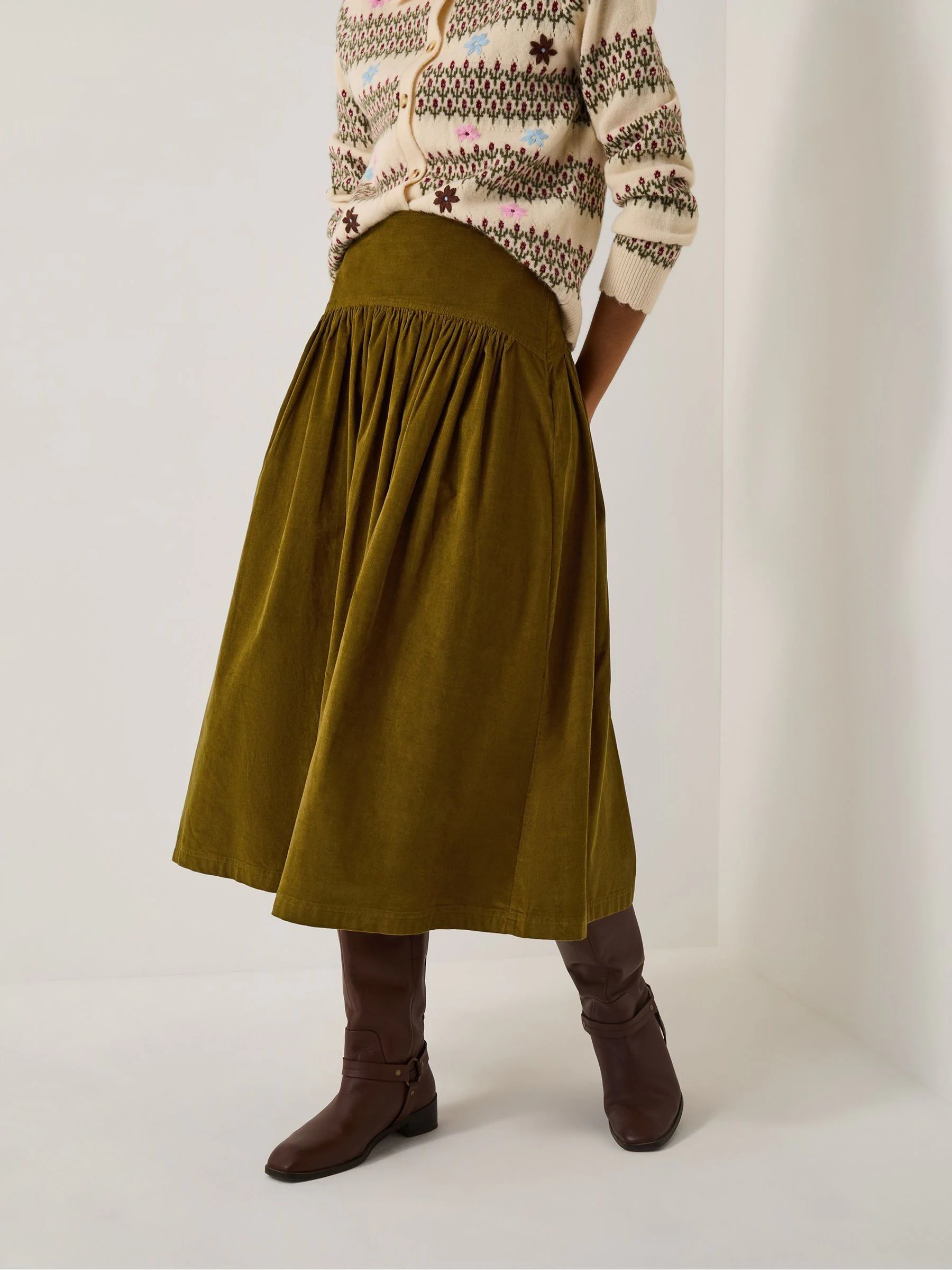 Monsoon Jenny Corduroy Midi Skirt
