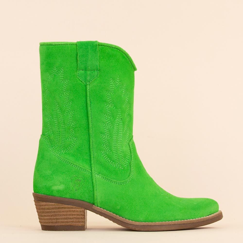 La Pintura halfhoge laarzen groen suede