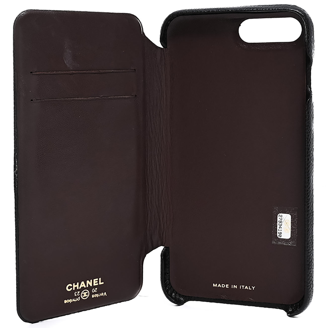 Chanel Coque iPhone 8 Plus en Cuir Caviar noire - Très bon état - L.9 cm
