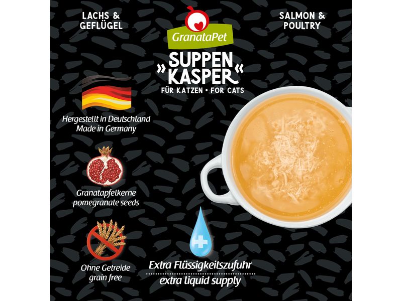 GranataPet Suppenkasper Lachs & Geflügel 70 g Ergänzungsfuttermittel für Katzen