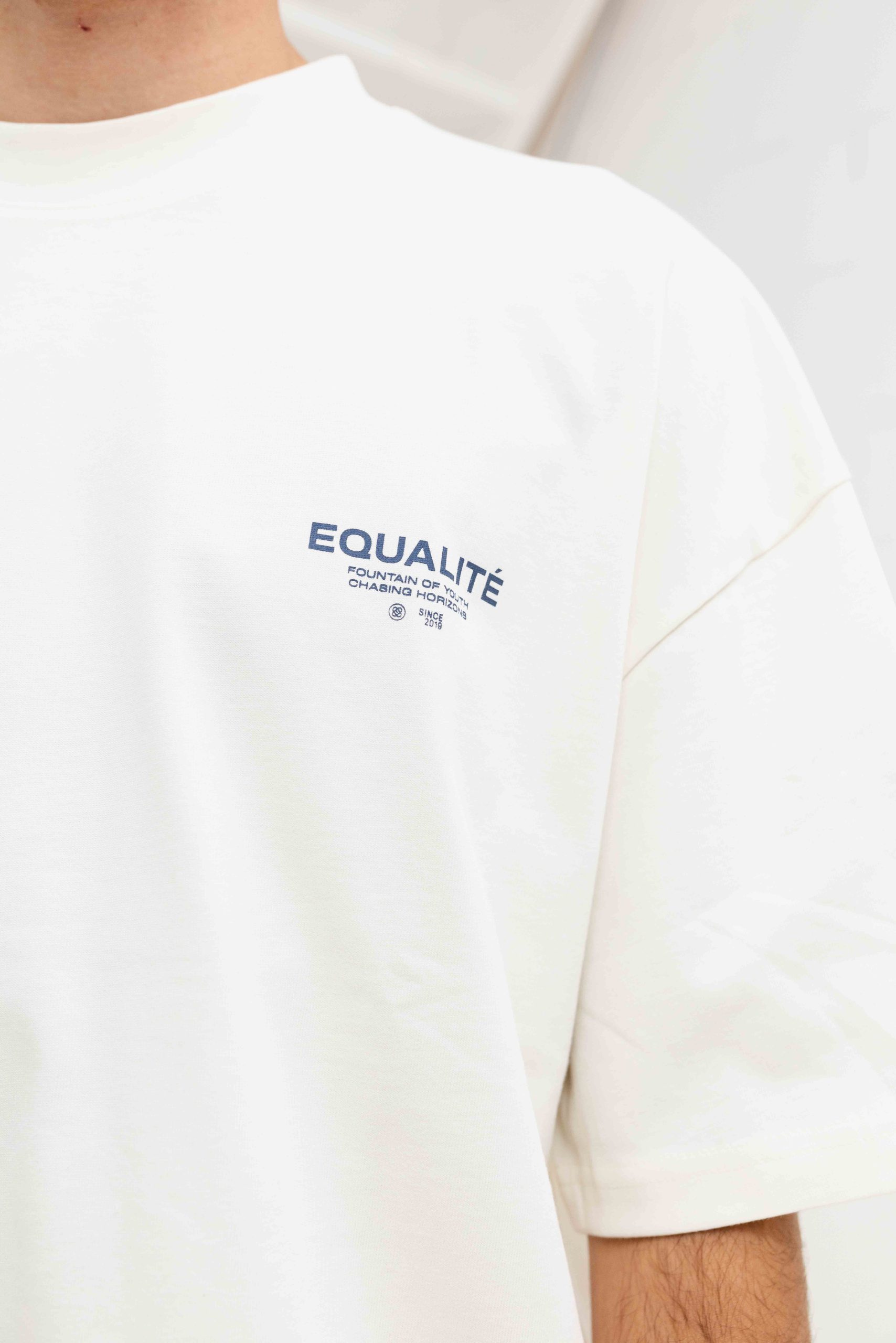 Equalité Sunny Boxy T-Shirt Heren Gebroken Wit/Donkerblauw
